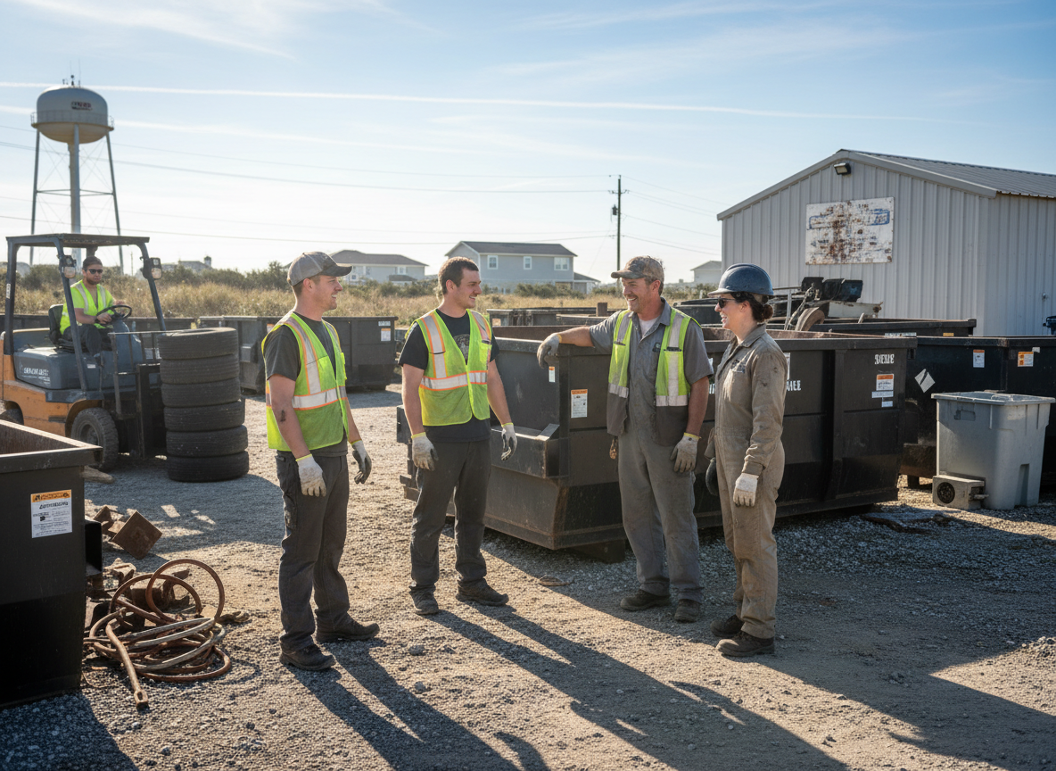 The Dumpster Rental Kill Devil Hills team at work in Kill Devil Hills